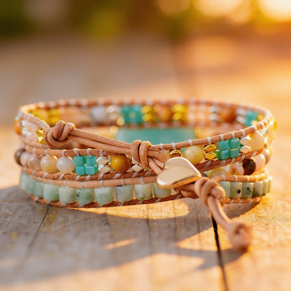 Bracelet Wrap Amazonite — Douceur, Calme & Communication Sincère