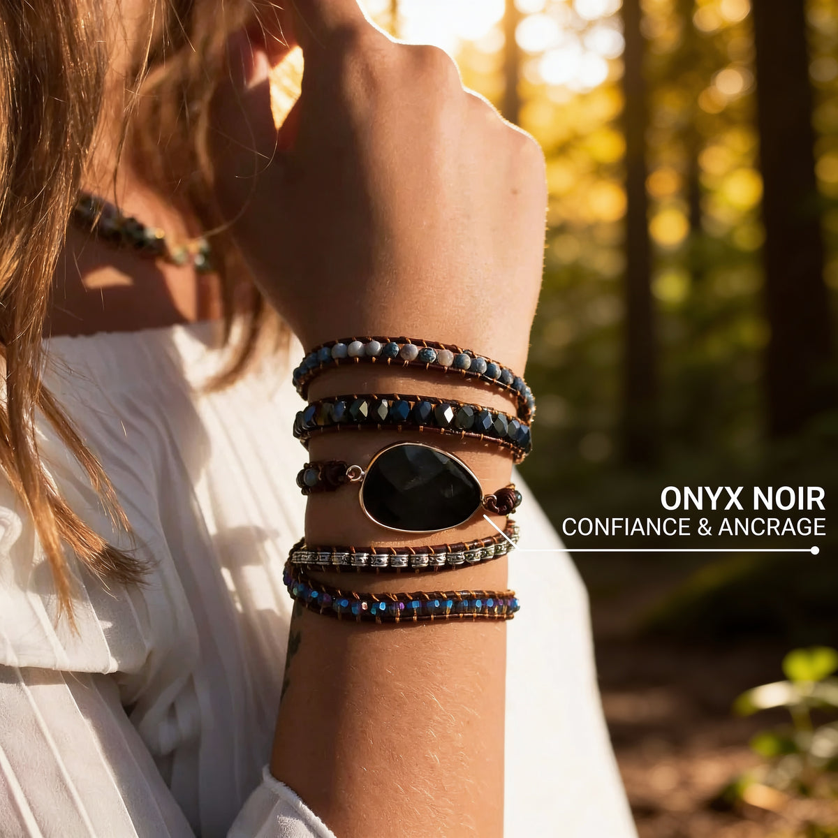 Bracelet Wrap Onyx — Ancrage, Force & Sécurité Intérieure