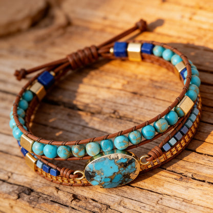Bracelet Wrap Turquoise — Bien-Être & Énergie Apaisante
