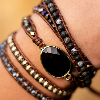 Bracelet Wrap Onyx — Ancrage, Force & Sécurité Intérieure