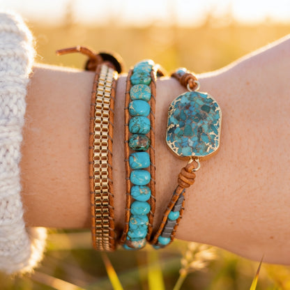 Bracelet Wrap Turquoise — Bien-Être & Énergie Apaisante