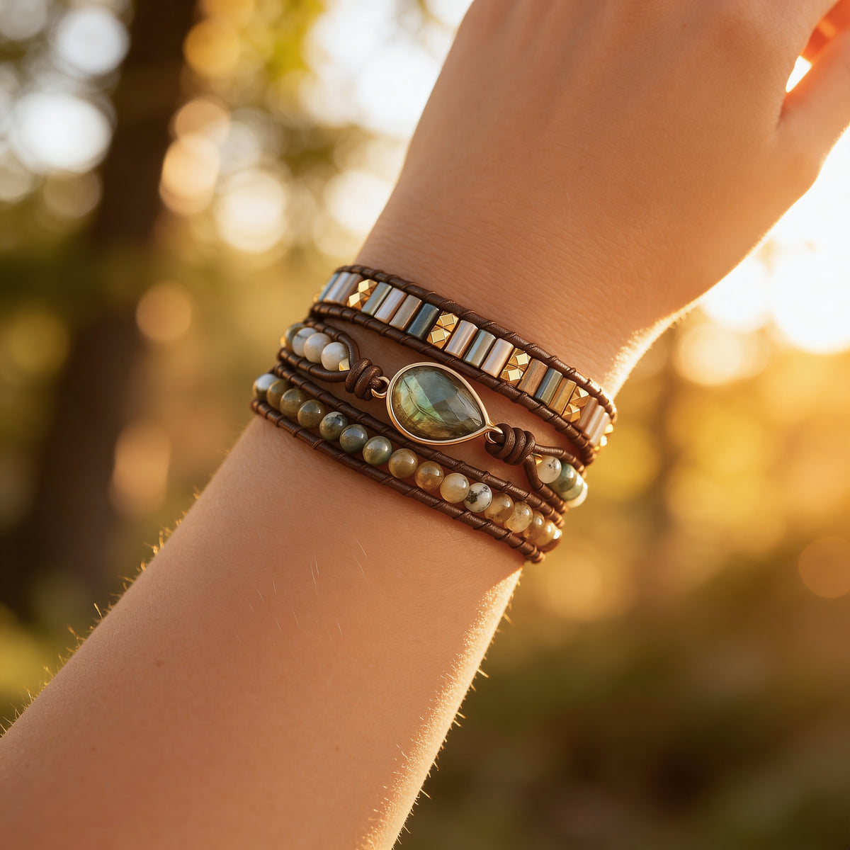 Bracelet Wrap Labradorite — Protection & Intuition Amplifiées
