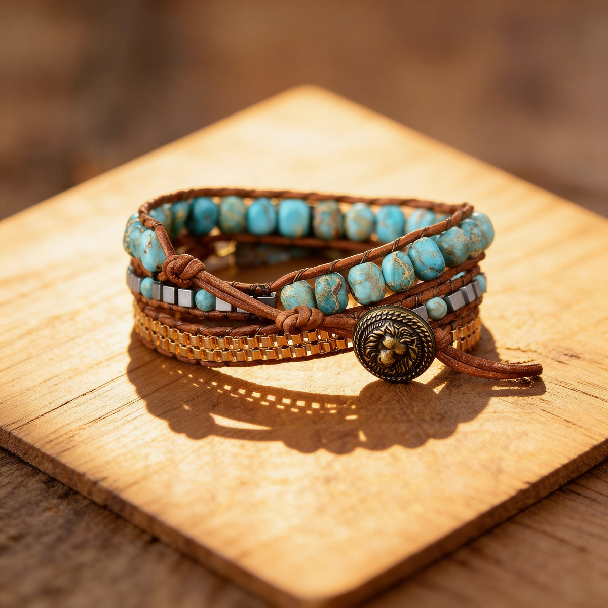 Bracelet Wrap Turquoise — Bien-Être & Énergie Apaisante
