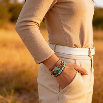 Bracelet Wrap Turquoise — Bien-Être & Énergie Apaisante