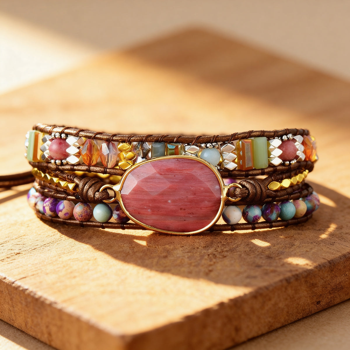 Bracelet Wrap Rhodochrosite — Guérison du Cœur & Compassion