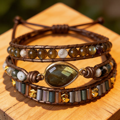 Bracelet Wrap Labradorite — Protection & Intuition Amplifiées