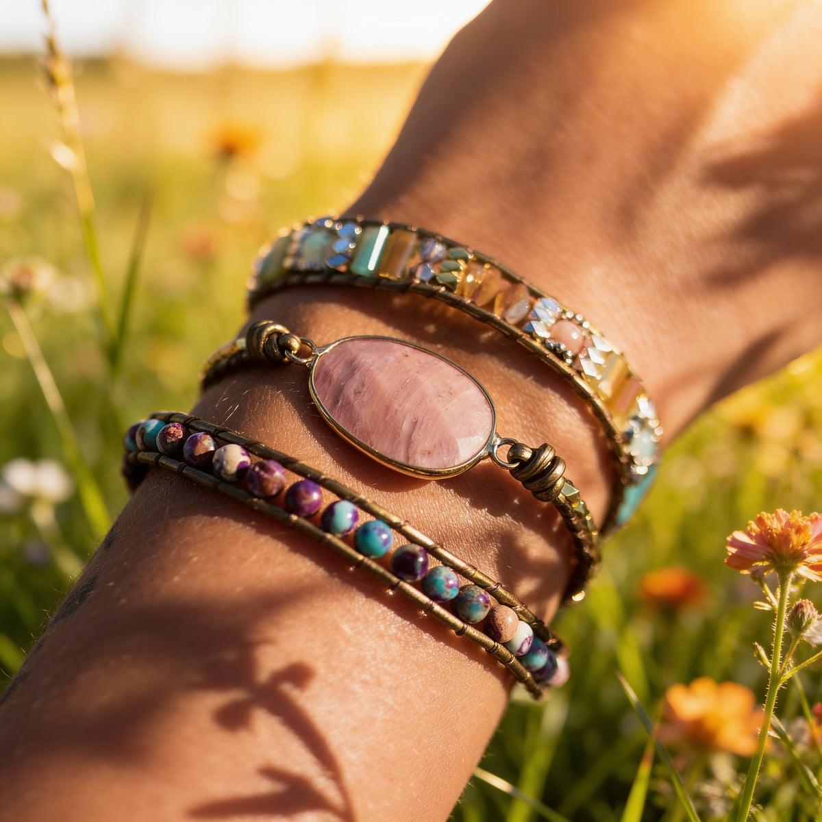 Bracelet Wrap Rhodochrosite — Guérison du Cœur & Compassion