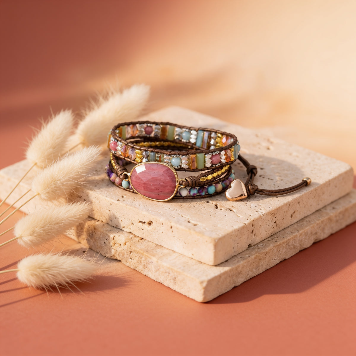 Bracelet Wrap Rhodochrosite — Guérison du Cœur & Compassion