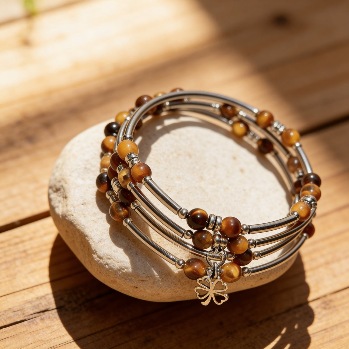 Bracelet "Chance" en Pierres Naturelles - Oeil de Tigre - L'Arbre des Chakras