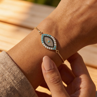 Bracelet Œil Bleu — Talisman de Protection du Mauvais Œil