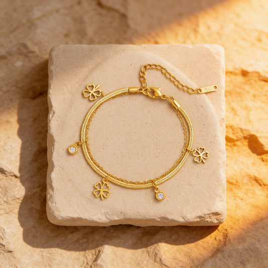 Bracelet "Trèfle Enchanté" - Couleur Or / Argent - Or - L'Arbre des Chakras