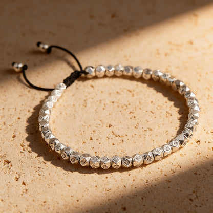 Bracelet "Harmonie Tibétaine" en Perles Facettées - Argent - L'Arbre des Chakras