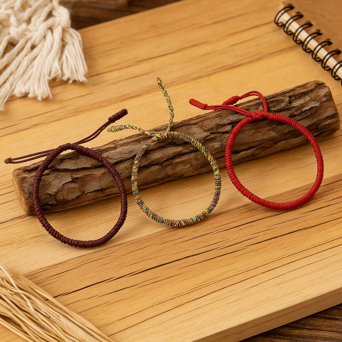 Trio Bracelets Tibétains — Chance, Équilibre & Harmonie