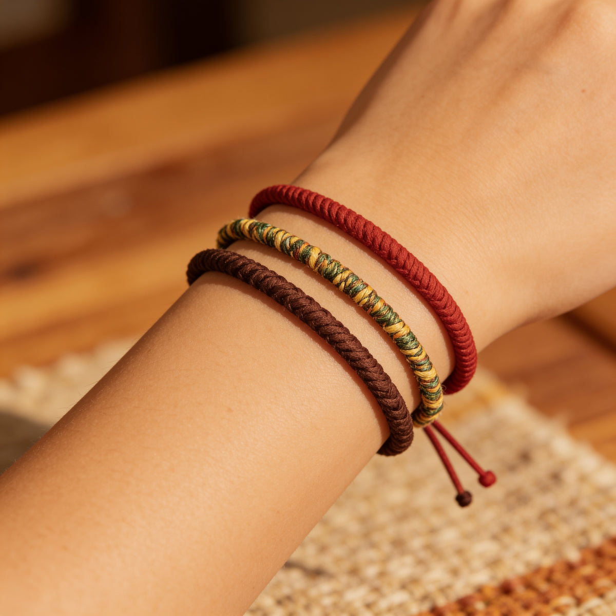 Trio Bracelets Tibétains — Chance, Équilibre & Harmonie