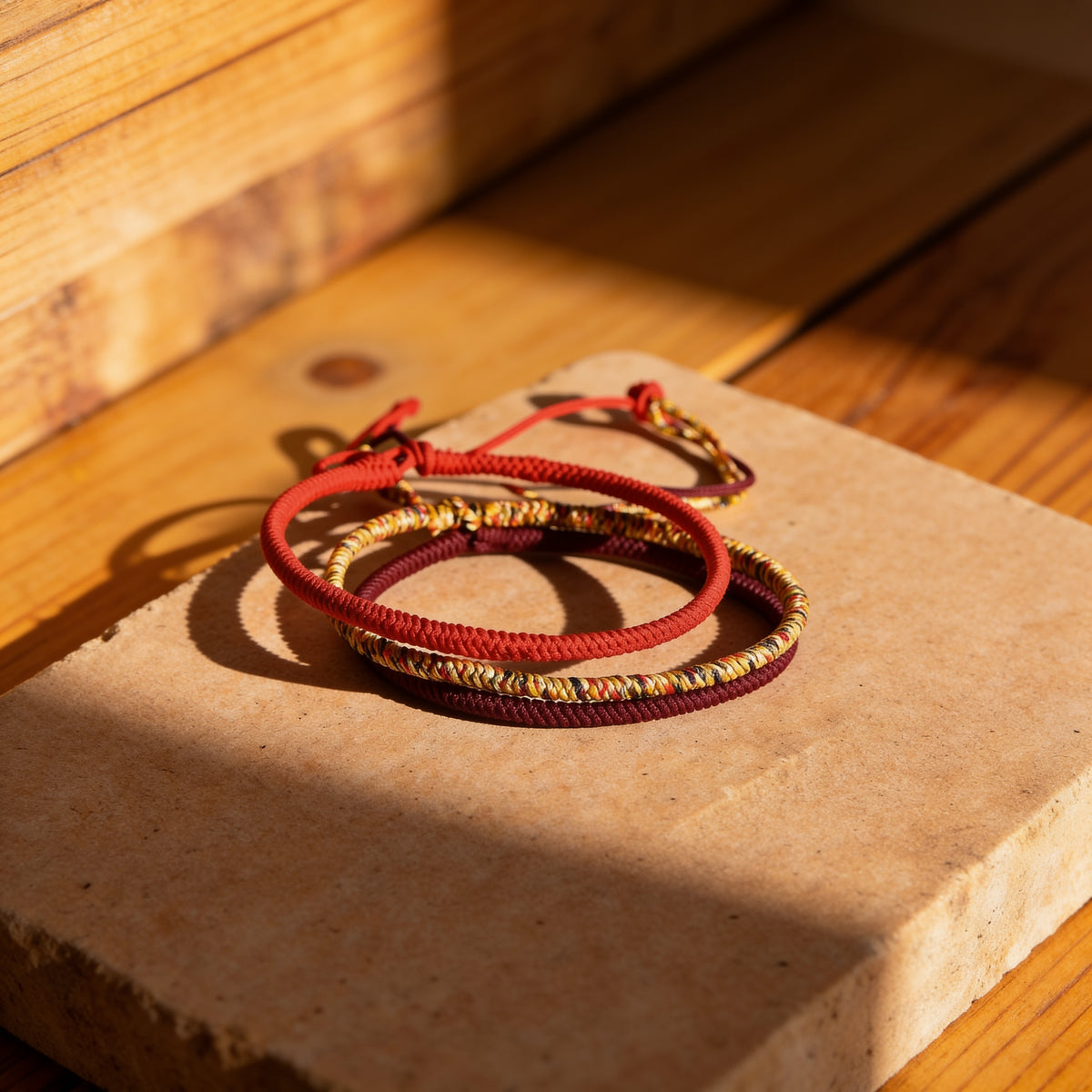 Trio Bracelets Tibétains — Chance, Équilibre & Harmonie