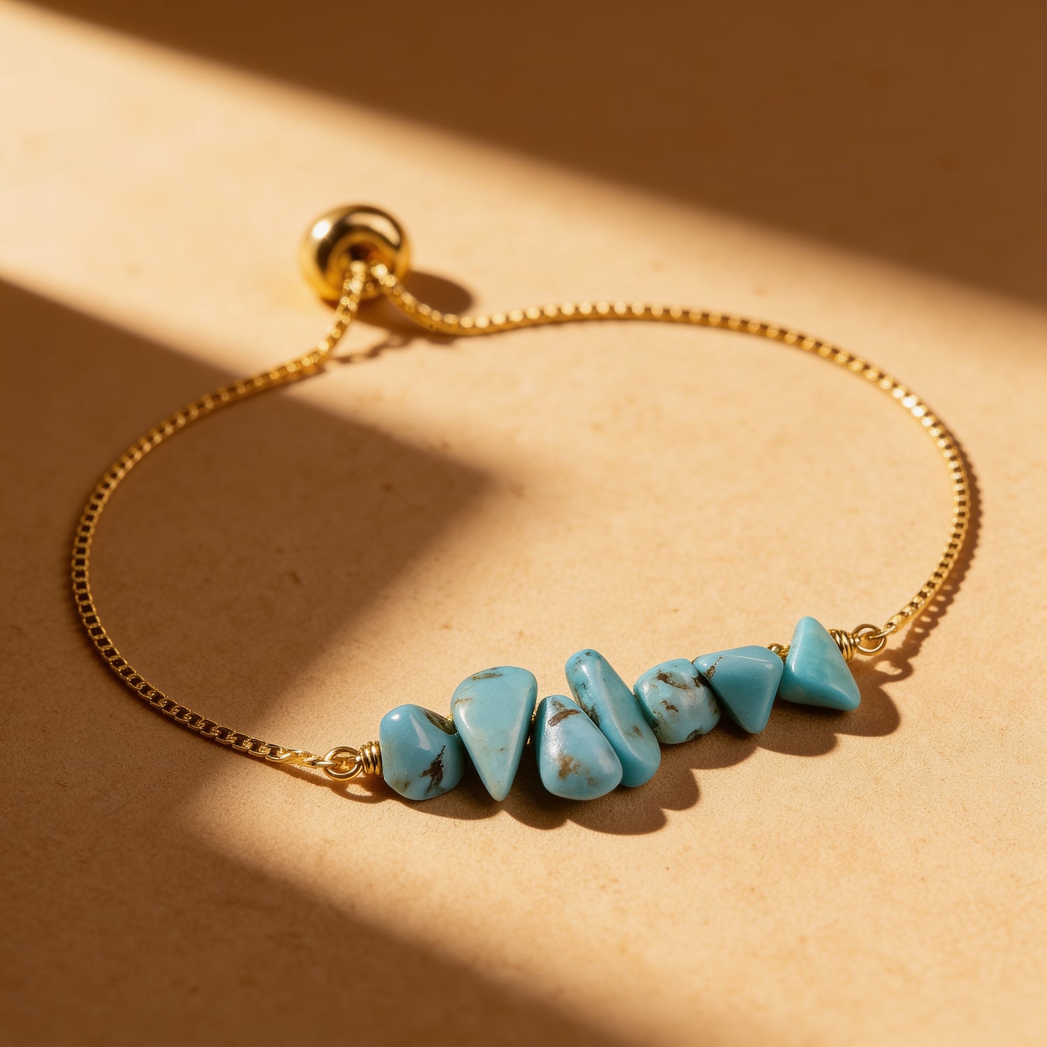 Bracelet Fin en Pierres Irrégulières Naturelles - Turquoise - L'Arbre des Chakras