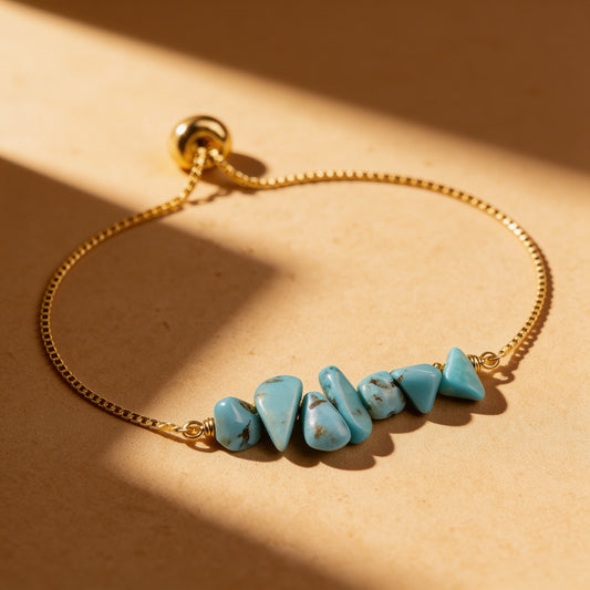 Bracelet Fin en Pierres Irrégulières Naturelles - Turquoise - L'Arbre des Chakras