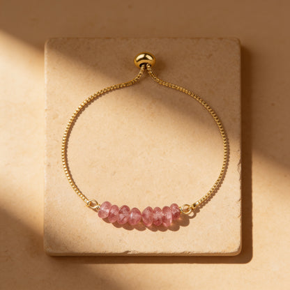 Bracelet Fin en Pierres Irrégulières Naturelles - Quartz Fraise - L'Arbre des Chakras