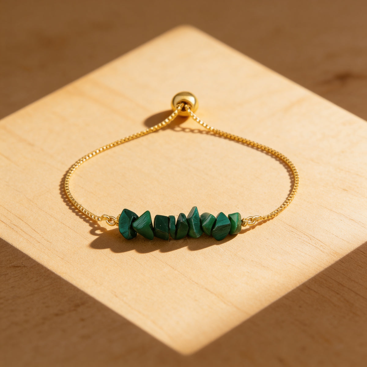 Bracelet Fin en Pierres Irrégulières Naturelles - Malachite - L'Arbre des Chakras