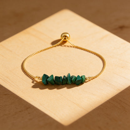 Bracelet Fin en Pierres Irrégulières Naturelles - Malachite - L'Arbre des Chakras