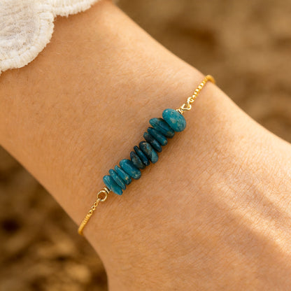 Bracelet Fin en Pierres Irrégulières Naturelles - Apatite - L'Arbre des Chakras