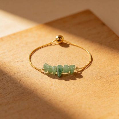 Bracelet Fin en Pierres Irrégulières Naturelles - Aventurine Verte - L'Arbre des Chakras