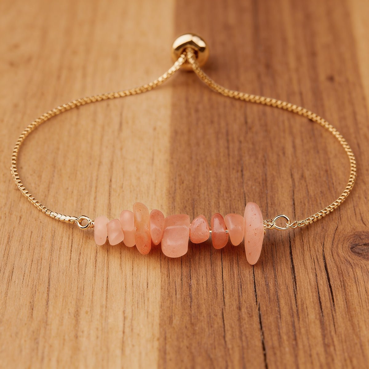 Bracelet Fin en Pierres Irrégulières Naturelles - Pierre de Soleil - L'Arbre des Chakras