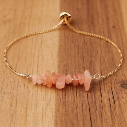 Bracelet Fin en Pierres Irrégulières Naturelles - Pierre de Soleil - L'Arbre des Chakras