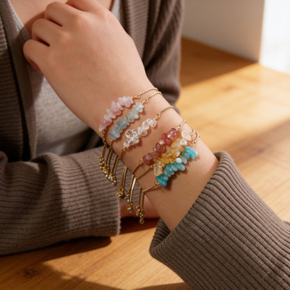 Bracelet Fin Pierres Irrégulières — Brut, Authentique & Unique