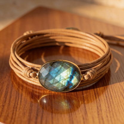 Bracelet "Libération" en Labradorite - Beige - L'Arbre des Chakras