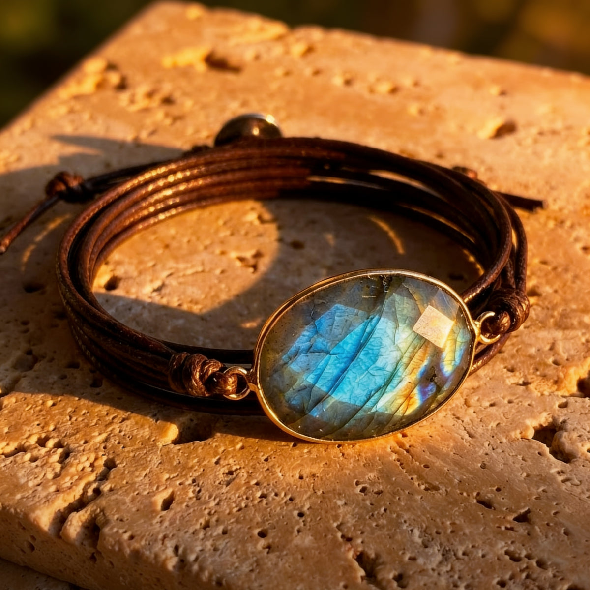 Bracelet "Libération" en Labradorite - Marron foncé - L'Arbre des Chakras