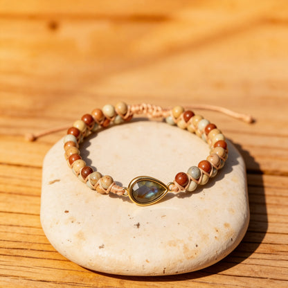 Bracelet Tressé Jaspe & Labradorite — Audace & Transformation