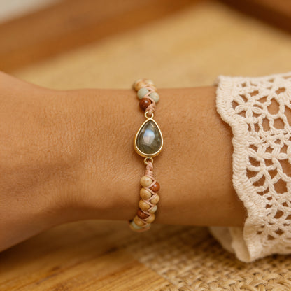 Bracelet Tressé Jaspe & Labradorite — Audace & Transformation