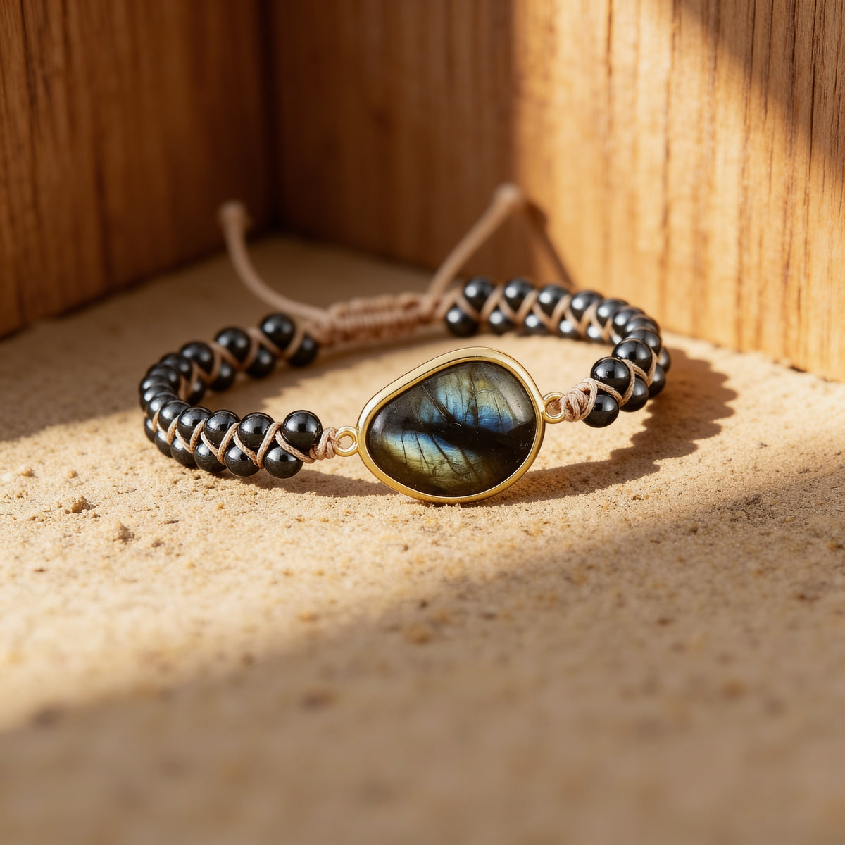 Bracelet Labradorite & Hématite — Œil Céleste & Ancrage