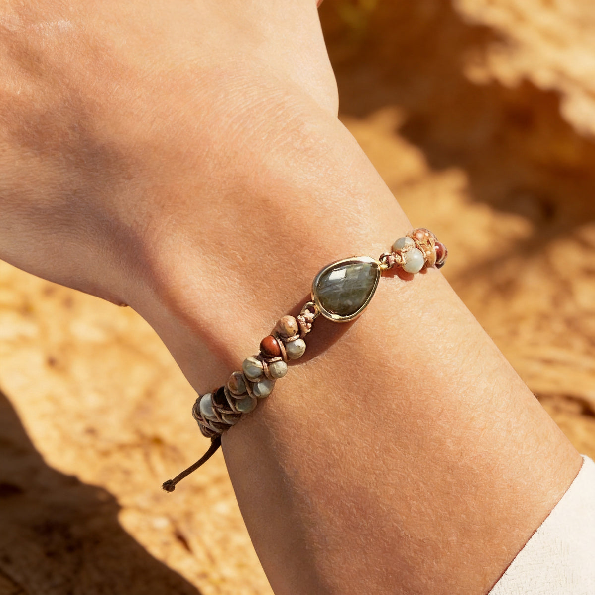 Bracelet Tressé Jaspe & Labradorite — Audace & Transformation