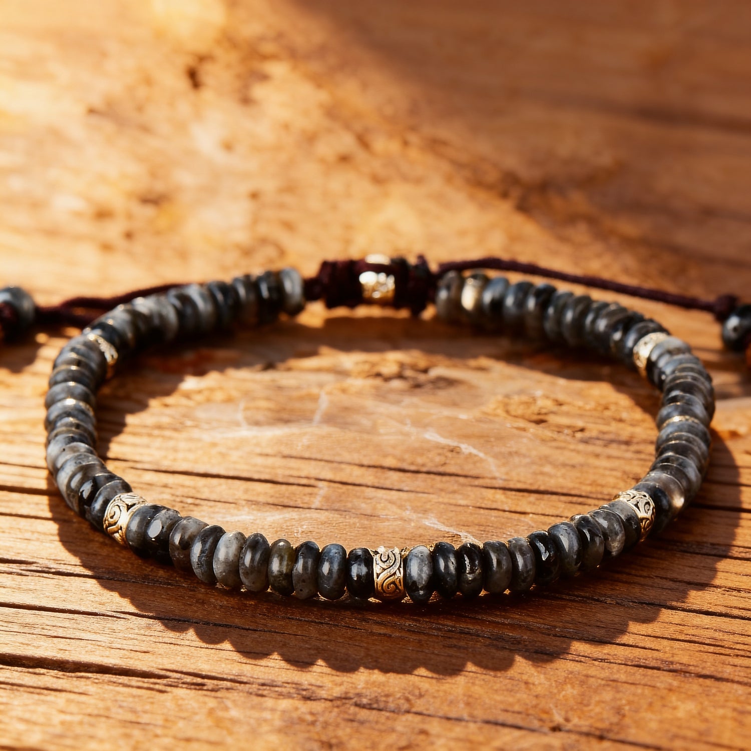 Bracelet "Force Intérieure" en Larvikite - Medium 17-24cm - L'Arbre des Chakras