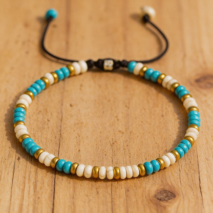 Bracelet Turquoise & Howlite — Bien-Être & Apaisement Doux