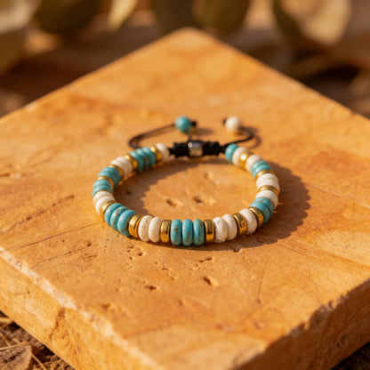 Bracelet Turquoise & Howlite — Bien-Être & Apaisement Doux