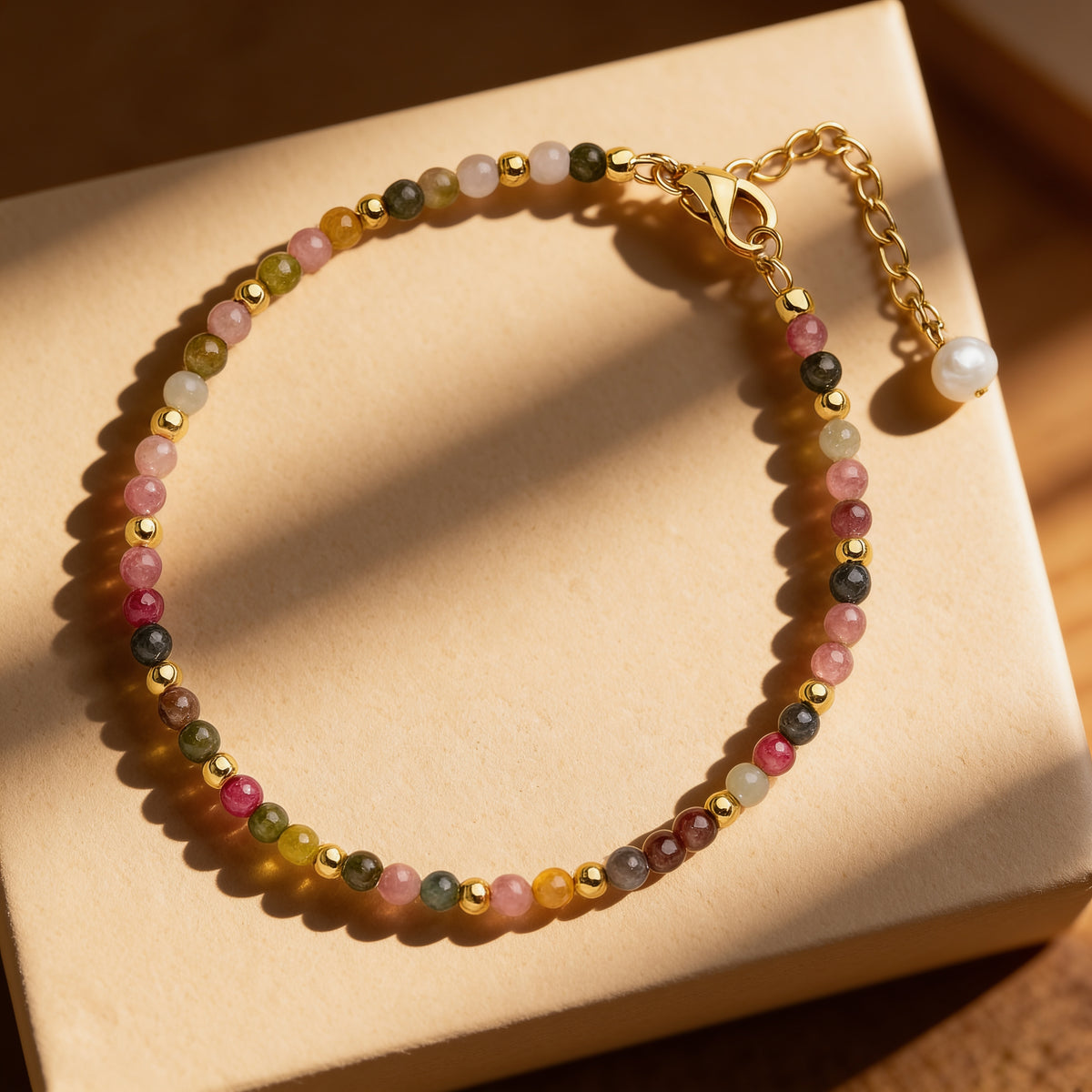 Bracelet Raffiné en Pierres Naturelles Fines - Tourmaline Multicolore - L'Arbre des Chakras