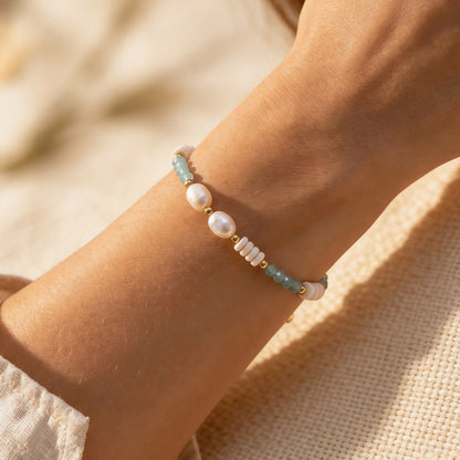 Bracelet Amazonite & Perles d'Eau Douce — Calme & Douceur Océane