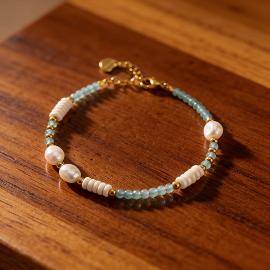 Bracelet Amazonite & Perles d'Eau Douce — Calme & Douceur Océane