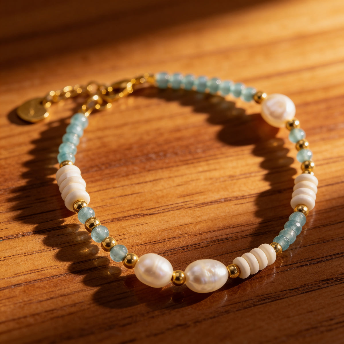 Bracelet Amazonite & Perles d'Eau Douce — Calme & Douceur Océane