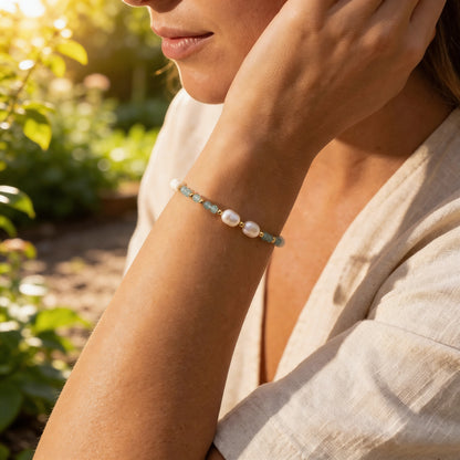 Bracelet Amazonite & Perles d'Eau Douce — Calme & Douceur Océane