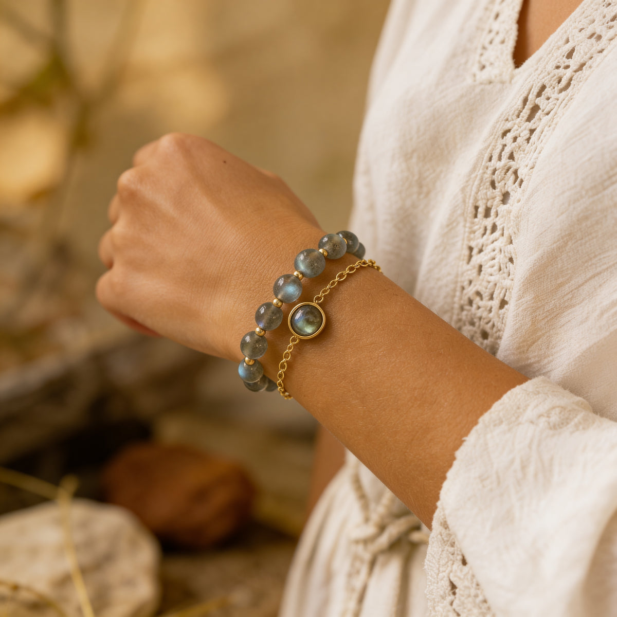 Bracelet Duo Labradorite — Clarté & Protection Renforcée