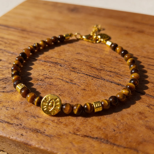 Bracelet "Lien Protecteur" en Pierres Naturelles - Oeil de tigre - L'Arbre des Chakras