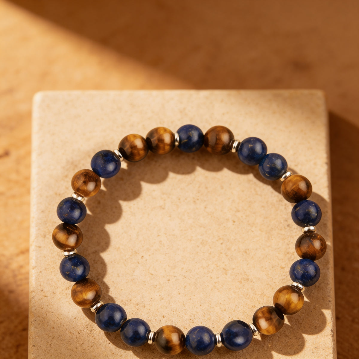 Bracelet Œil de Tigre & Lapis Lazuli — Courage & Lâcher-Prise