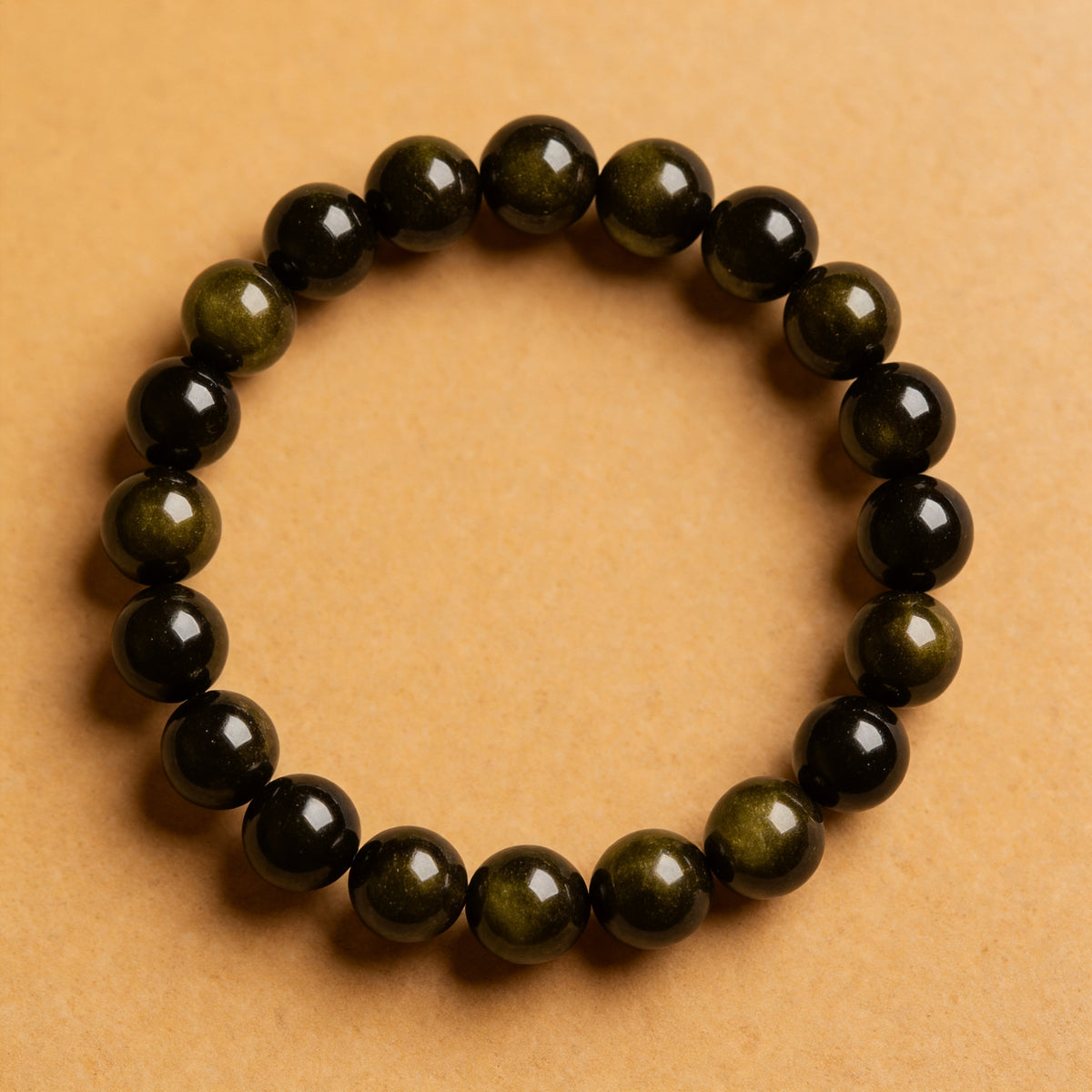 Bracelet "Bouclier de Lumière" en Obsidienne Dorée - 6mm / 17cm - L'Arbre des Chakras