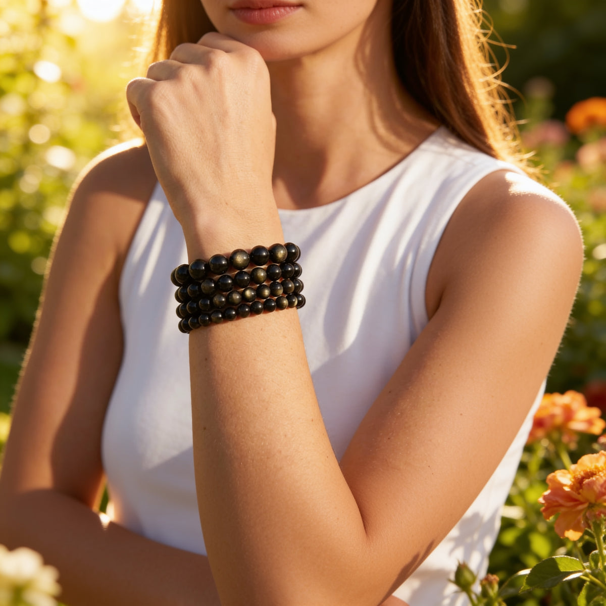 Bracelet Obsidienne Dorée — Lumière Intérieure & Protection