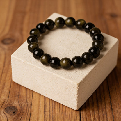 Bracelet Obsidienne Dorée — Lumière Intérieure & Protection