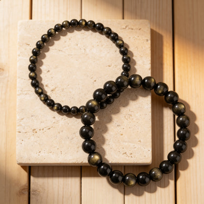 Bracelet Obsidienne Dorée — Lumière Intérieure & Protection